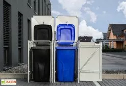 HIDE Cache-poubelle Double En Acier Et Composite Aluminium 120 X 63 X 115 Cm 11 HIDE Cache-poubelle Double En Acier Et Composite Aluminium 120 X 63 X 115 Cm -Abri et rangement boutique cache poubelle double acier aluminium ouvert