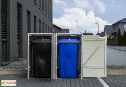 HIDE Cache-poubelle Double En Acier Et Composite Aluminium 139 X 80 X 115 Cm 10 HIDE Cache-poubelle Double En Acier Et Composite Aluminium 139 X 80 X 115 Cm -Abri et rangement boutique cache poubelle double acier aluminium ouvert 1