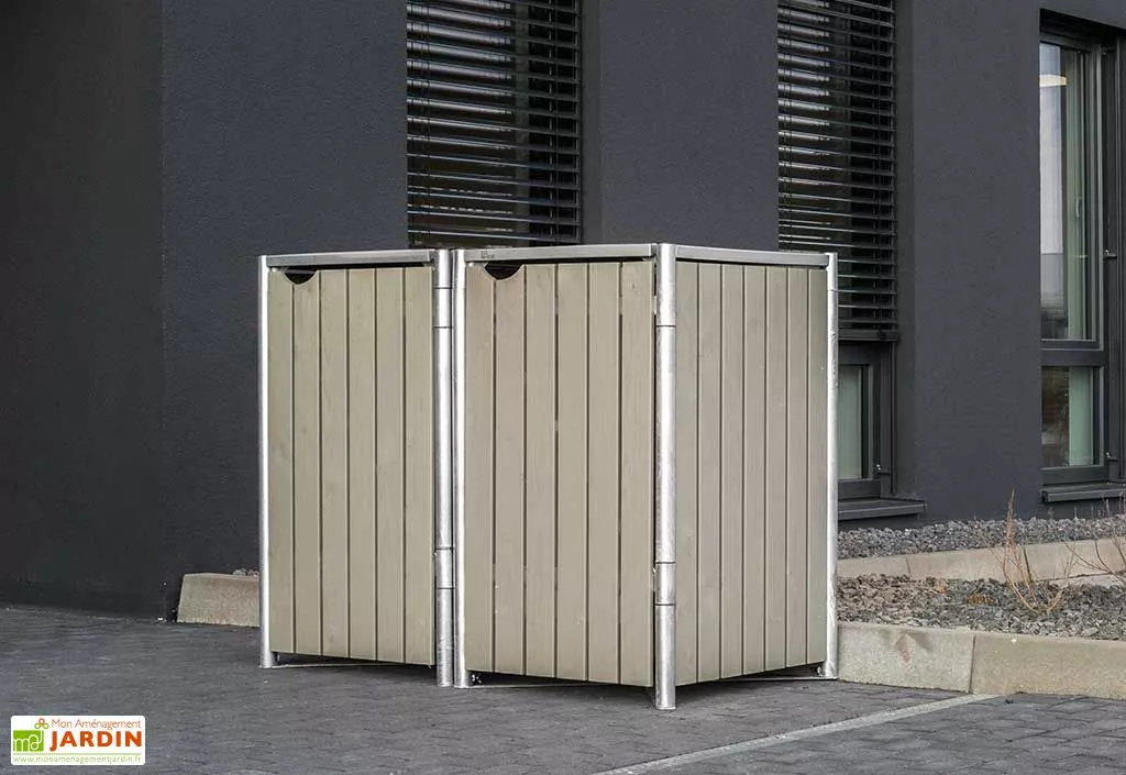 HIDE Cache-poubelle Double En Acier Et Bois De Pin Traité 120 X 63 X 115 Cm 4 HIDE Cache-poubelle Double En Acier Et Bois De Pin Traité 120 X 63 X 115 Cm – Image 2