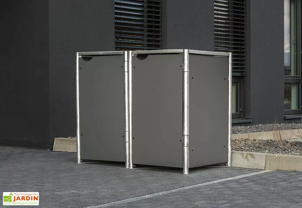 HIDE Cache-poubelle Double En Acier Et Composite Aluminium 120 X 63 X 115 Cm 4 HIDE Cache-poubelle Double En Acier Et Composite Aluminium 120 X 63 X 115 Cm – Image 2