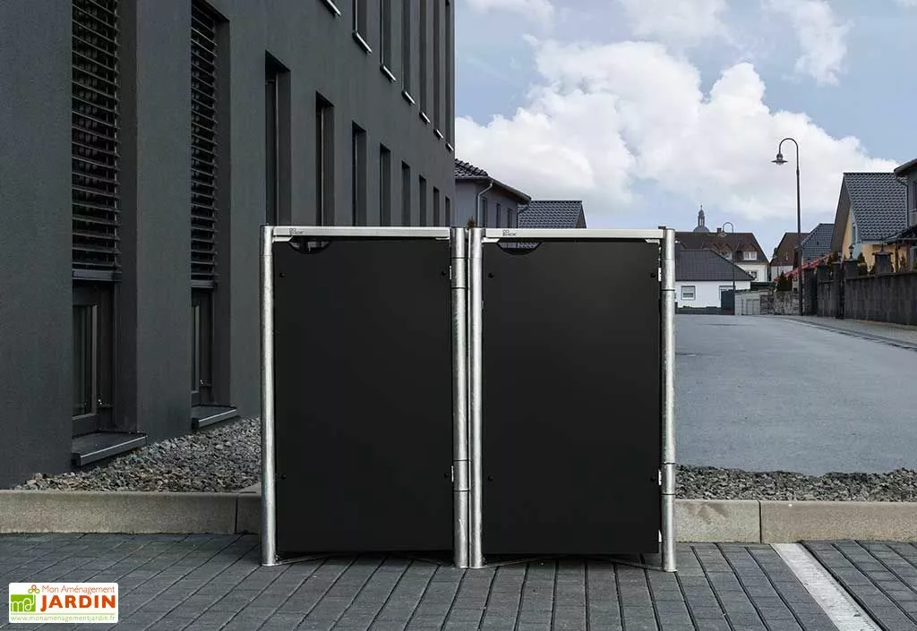 HIDE Cache-poubelle Double En Acier Et Composite Aluminium 120 X 63 X 115 Cm 5 HIDE Cache-poubelle Double En Acier Et Composite Aluminium 120 X 63 X 115 Cm – Image 3