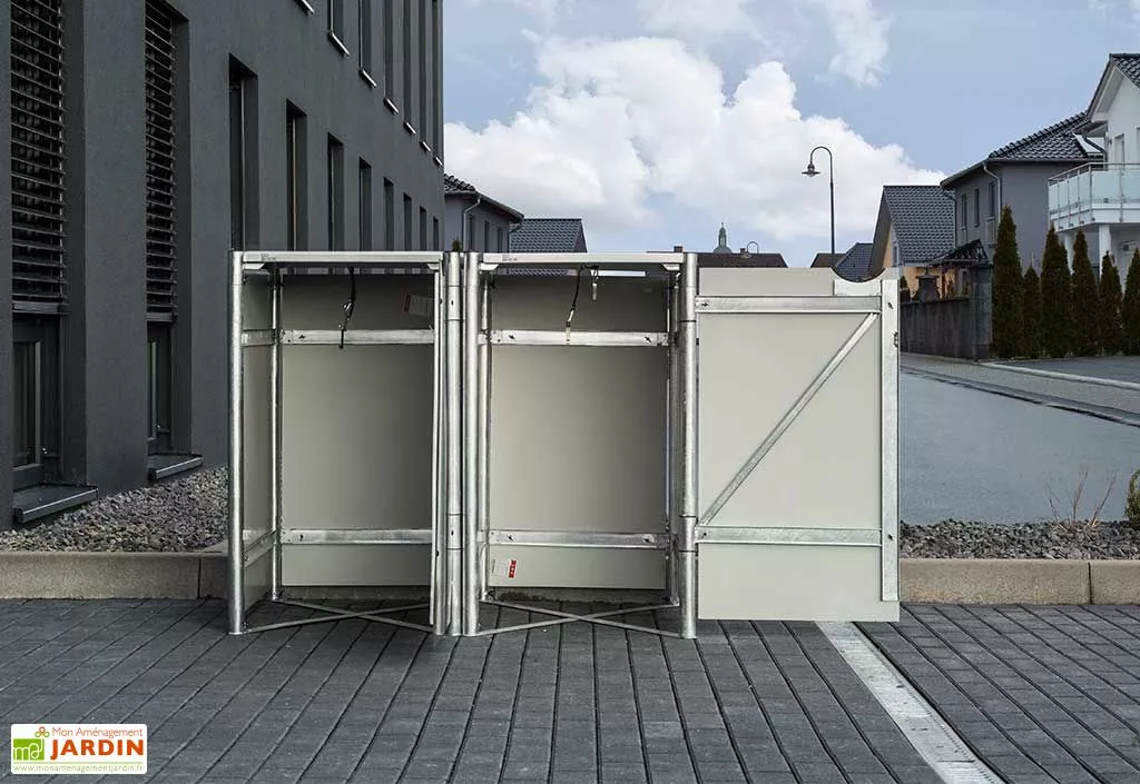 HIDE Cache-poubelle Double En Acier Et Composite Aluminium 120 X 63 X 115 Cm 6 HIDE Cache-poubelle Double En Acier Et Composite Aluminium 120 X 63 X 115 Cm – Image 4