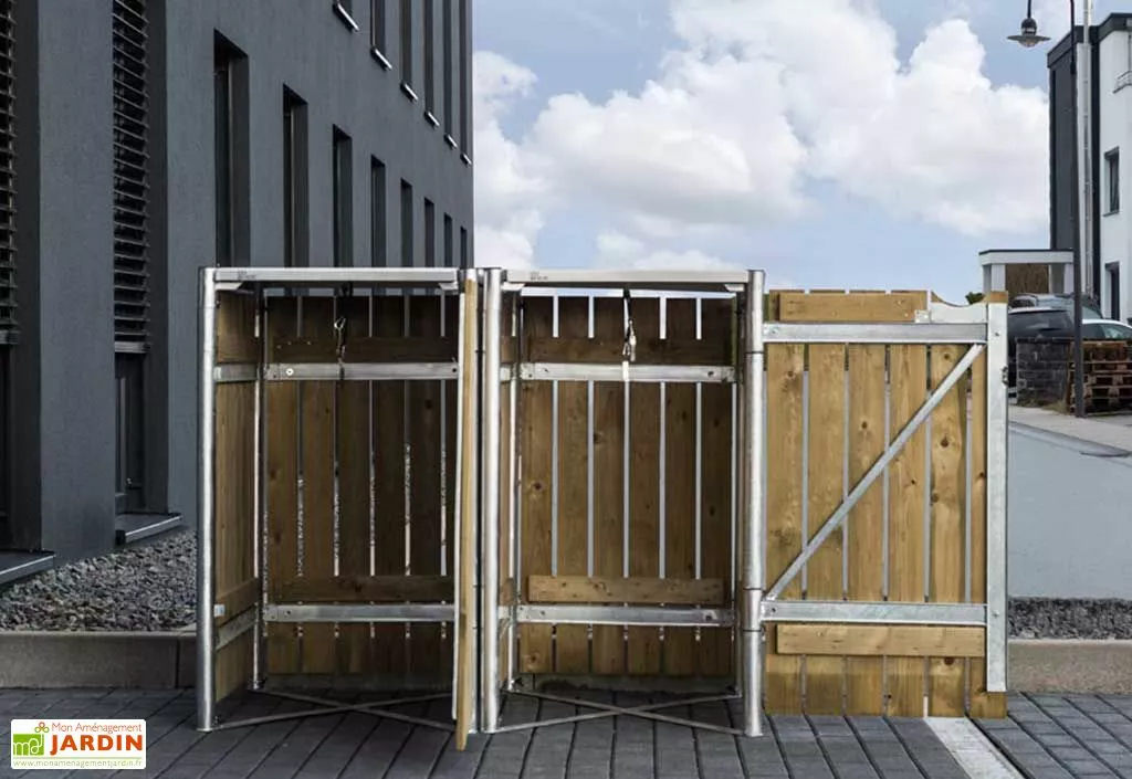 HIDE Cache-poubelle Double En Acier Et Bois De Pin Traité 120 X 63 X 115 Cm 5 HIDE Cache-poubelle Double En Acier Et Bois De Pin Traité 120 X 63 X 115 Cm – Image 3