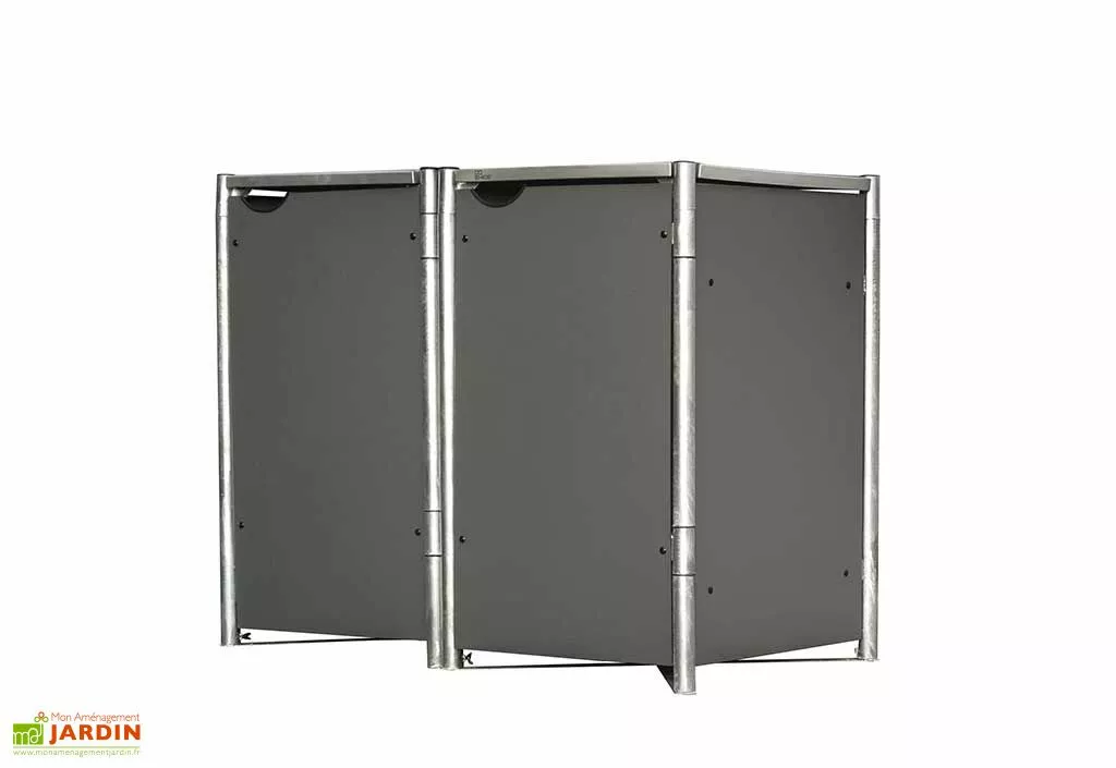 HIDE Cache-poubelle Double En Acier Et Composite Aluminium 120 X 63 X 115 Cm 3 HIDE Cache-poubelle Double En Acier Et Composite Aluminium 120 X 63 X 115 Cm