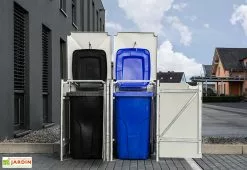 HIDE Cache-poubelle Double En Acier Et Composite Aluminium 139 X 80 X 115 Cm 11 HIDE Cache-poubelle Double En Acier Et Composite Aluminium 139 X 80 X 115 Cm -Abri et rangement boutique cache poubelle double metal ouvert