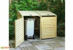Jardipolys Cache Poubelle Double En Bois Traité Dioica 8 Jardipolys Cache Poubelle Double En Bois Traité Dioica -Abri et rangement boutique cache poubelle en bois dioica jardipolys