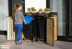 Westmann Cache Poubelle Extérieur Double Inox Imitation Bois – 2x 240 Litres 9 Westmann Cache Poubelle Extérieur Double Inox Imitation Bois – 2x 240 Litres -Abri et rangement boutique cache poubelle jardiniere westmann wmhhwtc 51