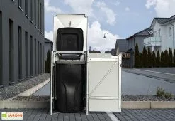 HIDE Cache-poubelle Simple En Acier Et Composite Aluminium 69 X 80 X 115 Cm -Abri et rangement boutique cache poubelle ouvert 240l noir