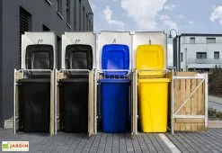 HIDE Cache-poubelles En Acier Et Bois De Pin Traité 278 X 80 X 115 Cm -Abri et rangement boutique cache poubelle quadruple acier bois ouvert