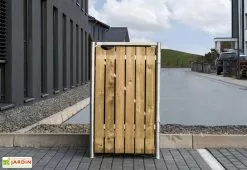 HIDE Cache-poubelle Simple En Acier Et Bois De Pin Traité 69 X 80 X 115 Cm -Abri et rangement boutique cache poubelle simple acier bois naturel