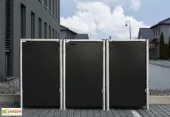 HIDE Cache-poubelle Triple En Acier Et Composite Aluminium 209 X 80 X 115 Cm -Abri et rangement boutique cache poubelle triple acier aluminium