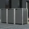 HIDE Cache-poubelle Triple En Acier Et Composite Aluminium 209 X 80 X 115 Cm -Abri et rangement boutique cache poubelle triple acier aluminium gris