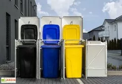 HIDE Cache-poubelle Triple En Acier Et Composite Aluminium 181 X 63 X 115 Cm -Abri et rangement boutique cache poubelle triple acier aluminium ouvert