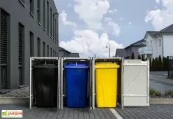 HIDE Cache-poubelle Triple En Acier Et Composite Aluminium 209 X 80 X 115 Cm -Abri et rangement boutique cache poubelle triple acier aluminium ouvert 1