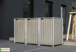 HIDE Cache-poubelle Triple En Acier Et Bois De Pin Traité 209 X 80 X 115 Cm -Abri et rangement boutique cache poubelle triple acier pin gris
