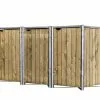 HIDE Cache-poubelle Triple En Acier Et Bois De Pin Traité 209 X 80 X 115 Cm