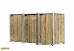 HIDE Cache-poubelle Triple En Acier Et Bois De Pin Traité 209 X 80 X 115 Cm