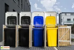 HIDE Cache-poubelles En Acier Et Bois De Pin Traité 241 X 63 X 115 Cm -Abri et rangement boutique cache poubelles acier bois ouvert