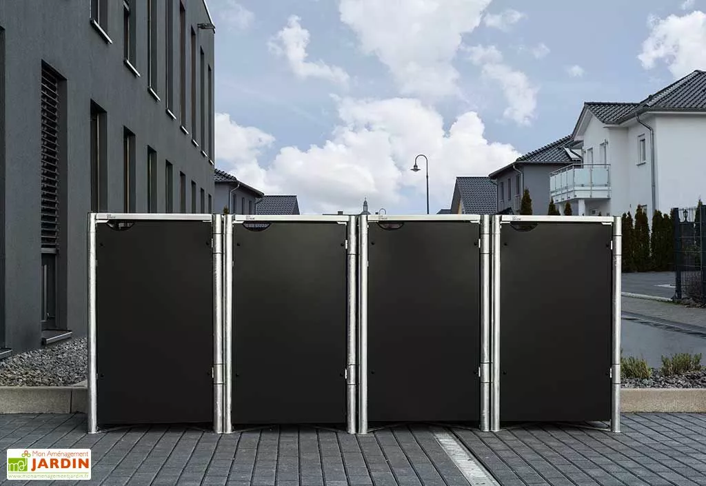 HIDE Cache-poubelles En Acier Et Composite Aluminium 241 X 63 X 115 Cm 3 HIDE Cache-poubelles En Acier Et Composite Aluminium 241 X 63 X 115 Cm