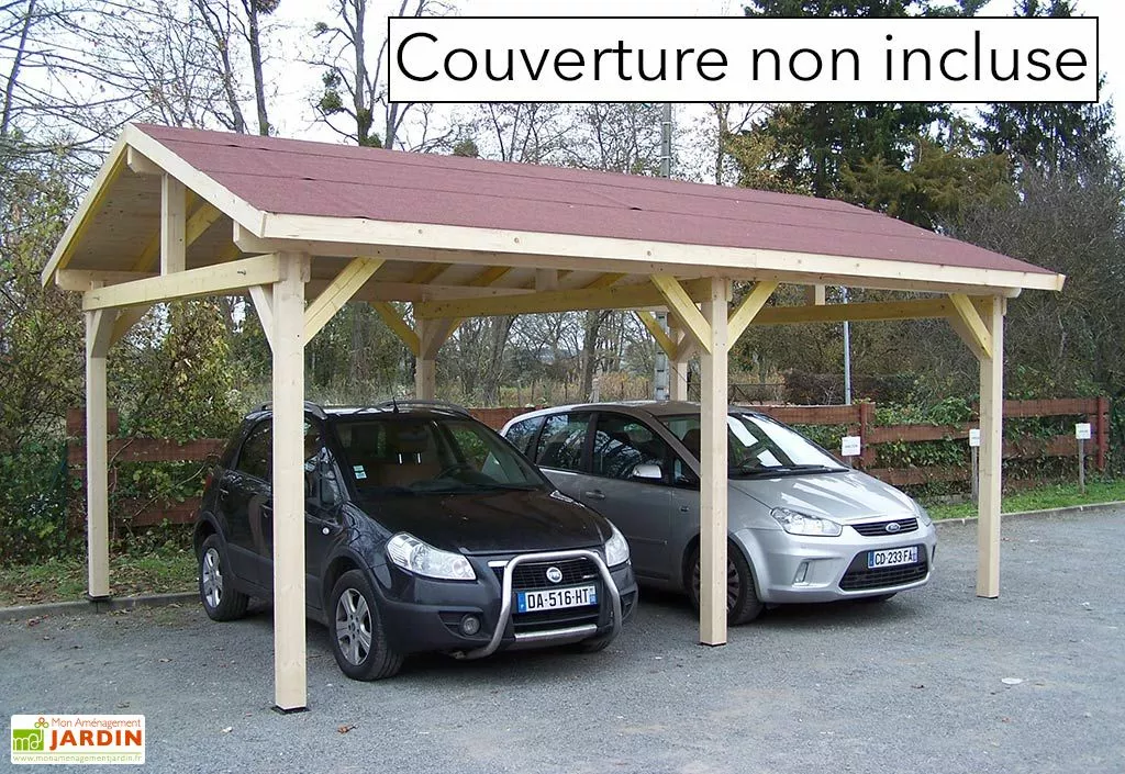 Habrita Carport Bois 2 Voitures Pour Tuiles – 5,86 X 3,90 M (sans Couverture) 5 Habrita Carport Bois 2 Voitures Pour Tuiles – 5,86 X 3,90 M (sans Couverture) – Image 3