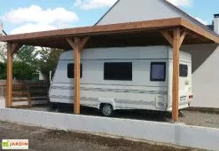 C.P.B.F Carport Adossé En Bois Douglas Sans Couverture