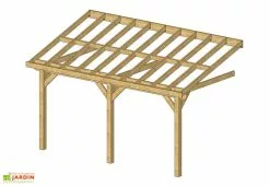 C.P.B.F Carport Adossé En Bois Douglas 13,5 à 37,5 M² – Bretagne 3 Poteaux -Abri et rangement boutique carport adossee pergola bois douglas cpbf bretagne