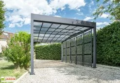 TRIGANO Carport En Aluminium Et Polycarbonate + 5 Brise-Vues Libeccio 16 M²