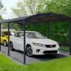 Carport Arcadia 8,63 X 3,59 M Gris | Palram - Canopia -Abri et rangement boutique carport aluminium polycarbonate palram arcadia 8500