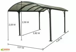 Habrita Carport Design En Aluminium à Toit Rond En Polycarbonate 305x485x250 -Abri et rangement boutique carport aluminium polycarnate toit rond 305x485cm