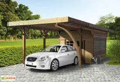 Solid Carport + Abri De Jardin En Bois Traité Autoclave (4x7m)
