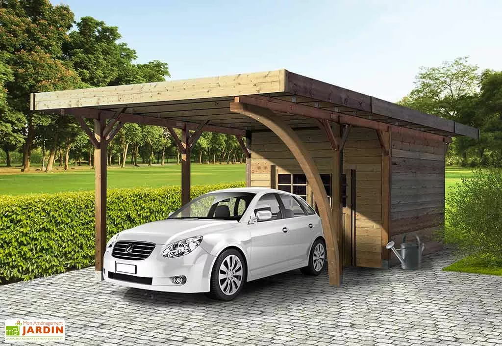 Solid Carport + Abri De Jardin En Bois Traité Autoclave (4x7m) 3 Solid Carport + Abri De Jardin En Bois Traité Autoclave (4x7m)