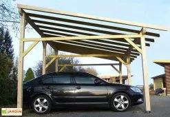 Habrita Carport Bois 2 Voitures – 5,86 X 3,90 M (monopente Sans Couverture)