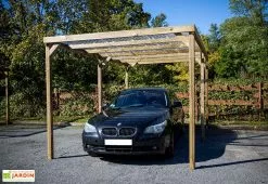 Habrita Carport En Bois Traité Autoclave Avec Couverture En PVC 15 M² -Abri et rangement boutique carport bois autoclave toit plat couverture transparente 1