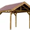 Habrita Carport Bois Traité Haute Température 5x3,5m Thurac + Plaques Ondulées