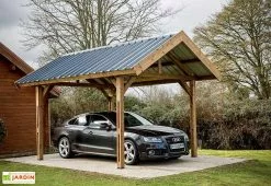 Habrita Carport Bois Traité Haute Température 5x3,5m Thurac + Bac Acier