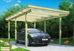 Eden Partenaire Jardin Carport En Bois D’Epicéa Traité Avec Couverture En PVC 15 M²