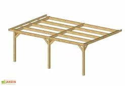 C.P.B.F Carport Adossé En Bois Douglas Sans Couverture -Abri et rangement boutique carport bois modelisation