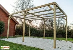 Habrita Carport En Bois Traité Autoclave Avec Couverture En PVC 15 M²
