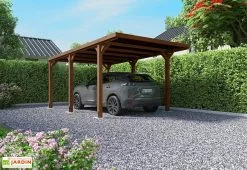 Forest Style Carport En Bois De Pin Traité Avec Couverture Polycarbonate Victor – 16,5 M²
