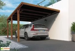 Forest Style Carport Adossé En Bois De Pin Traité Avec Couverture Polycarbonate – 16,4 M²