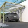 Forest Style Carport En Bois De Pin Traité Avec Couverture En PVC Jean – 15,6 M² -Abri et rangement boutique carport bois pvc jean 0