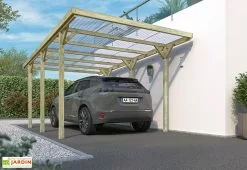 Forest Style Carport En Bois De Pin Traité Avec Couverture En PVC Jean – 15,6 M²