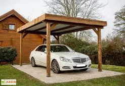 Habrita Carport En Bois Traité Haute Température 4,5 X 3 M Thones + Bac Acier