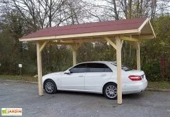 Habrita Carport Bois Toit 2 Pentes + Bardeaux Bitumés – 5 X 3,5 M
