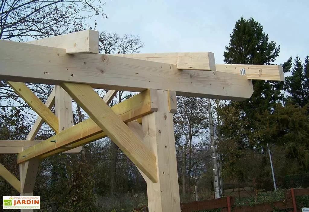 Habrita Carport Bois Toit 2 Pentes Pour Tuiles (Sans Couverture) – 5 X 3,5 M 4 Habrita Carport Bois Toit 2 Pentes Pour Tuiles (Sans Couverture) – 5 X 3,5 M – Image 2