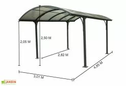 Habrita Carport Design Aluminium Toit Rond Polycarbonate 4,85 X 3 M Vis. Inox -Abri et rangement boutique carport design aluminium toit rond polycarbonate visserie inox 5m