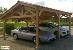 C.P.B.F Carport Double En Bois Douglas Sans Couverture