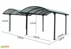Habrita Carport Double Aluminium Et Polycarbonate 590 X 485 Cm -Abri et rangement boutique carport double aluminium polycarbonate 600x485cm 1