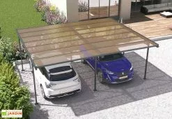 TRIGANO Carport Double En Aluminium Et Polycarbonate Mistral 30 M² -Abri et rangement boutique carport double aluminium polycarbonate mistral 30m