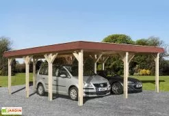 Weka Carport Double En Bois D’épicéa Brut Et Acier Galvanisé 39,75 M²